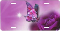 personalized license platepink butterfly aluminum license plate for car easy mounting indooroutdoor 6 x 12 inch