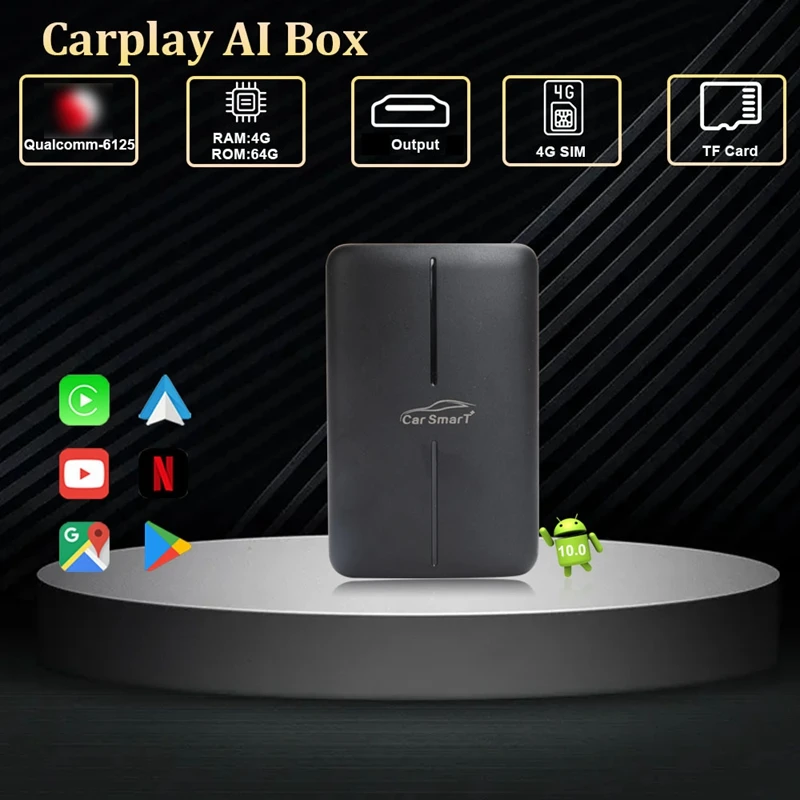 

Автомобильная смарт-приставка Carplay, Android 10, 4 + 64 ГБ, USB