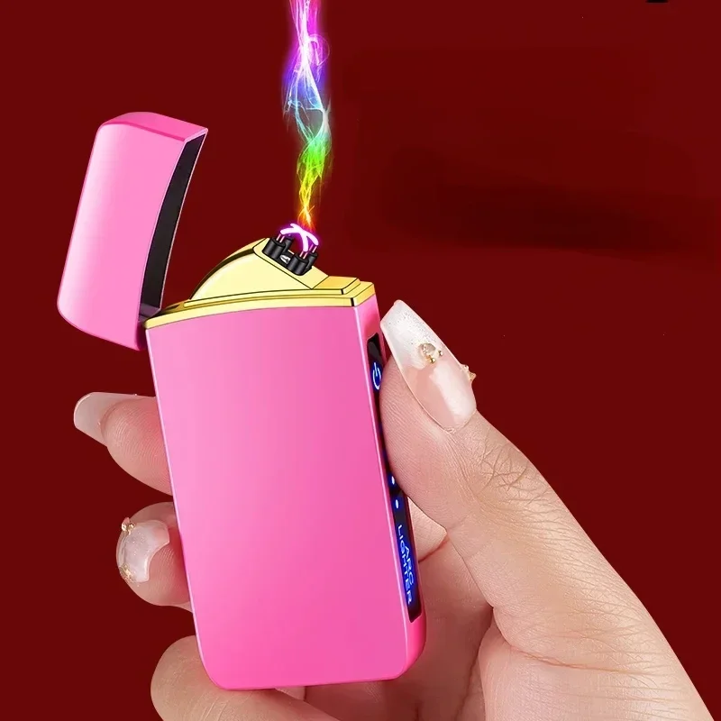 Беспламенная плазменная зажигалка с двойной дугой металлическая ветрозащитная