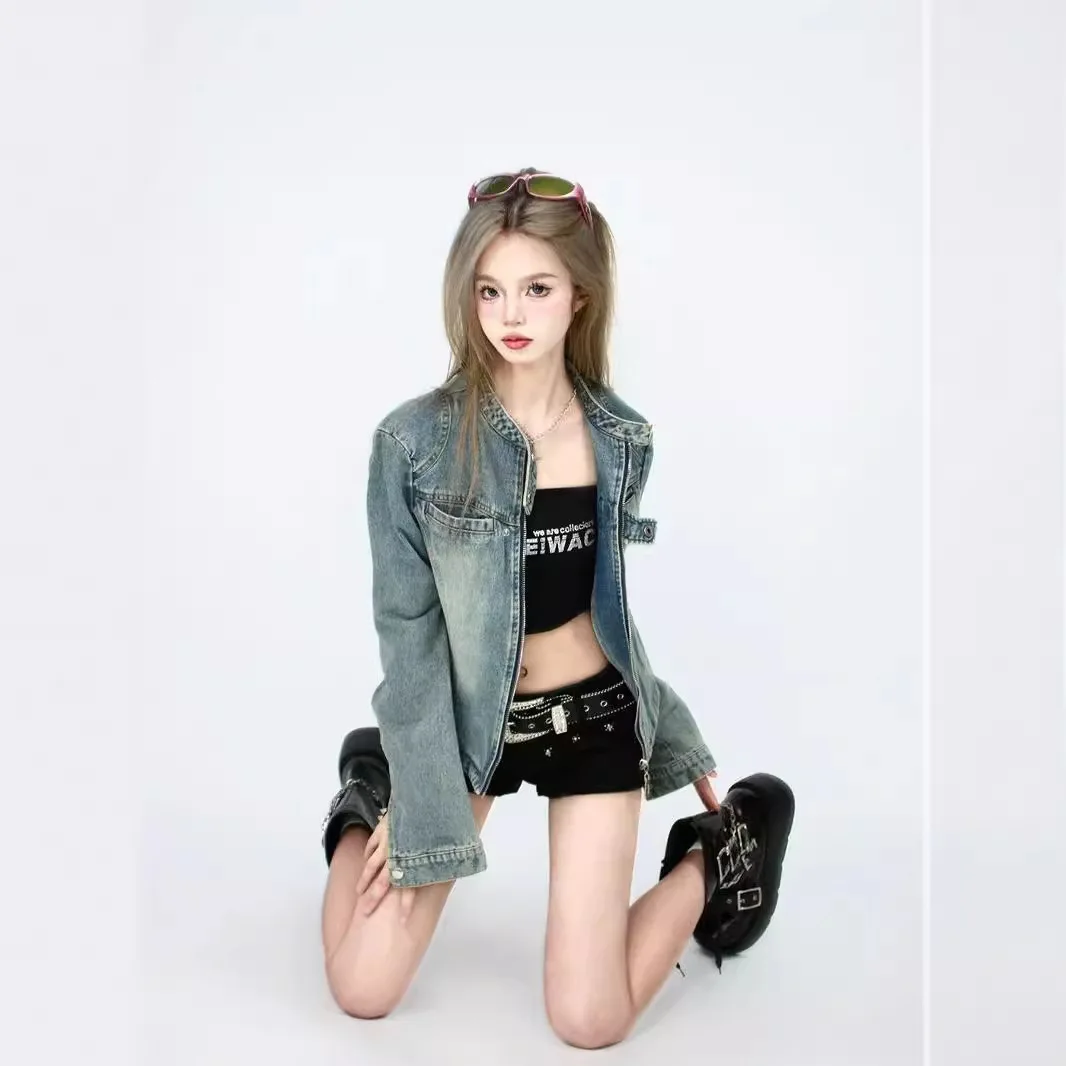 Американские пикантные джинсовые шорты в стиле ретро для девушек уличная одежда