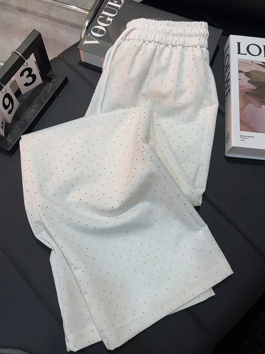 Женские брюки с бисером свободные прямые в Корейском стиле весна-лето 2024
