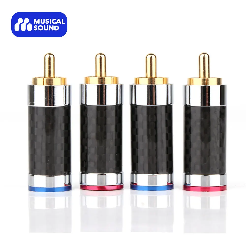 

Musical Sound Hi End RCA Connectors Male Plug Adapter Audio Phono 24K Gold Plated Solderless Connector Jack For Speaker Cables