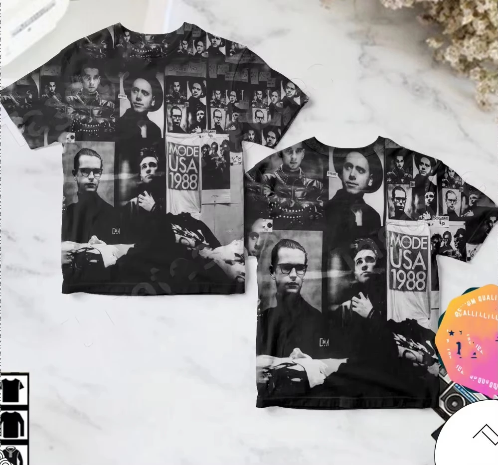 Фото Новая футболка с 3D-принтом группы New Rock Depeche Mode, модная спортивная футболка большого размера для мужчин, уличная футболка с принтом альбома для детей и женщин №4