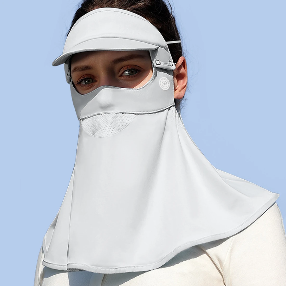 

Новинка лета, женская летняя Солнцезащитная шляпа из ледяного шелка, легкая и дышащая маска для лица Gini UPF50 +