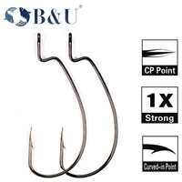 bu 12pcs thin wire offset fishing hook carbon steel crank hooks hooks tackle worm hooks for soft worm lure bass barbed carp