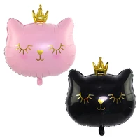 1pcs black cat balloon crown cat balloons cat birthday pink cat balloon queen princess kitty birthday decor globos