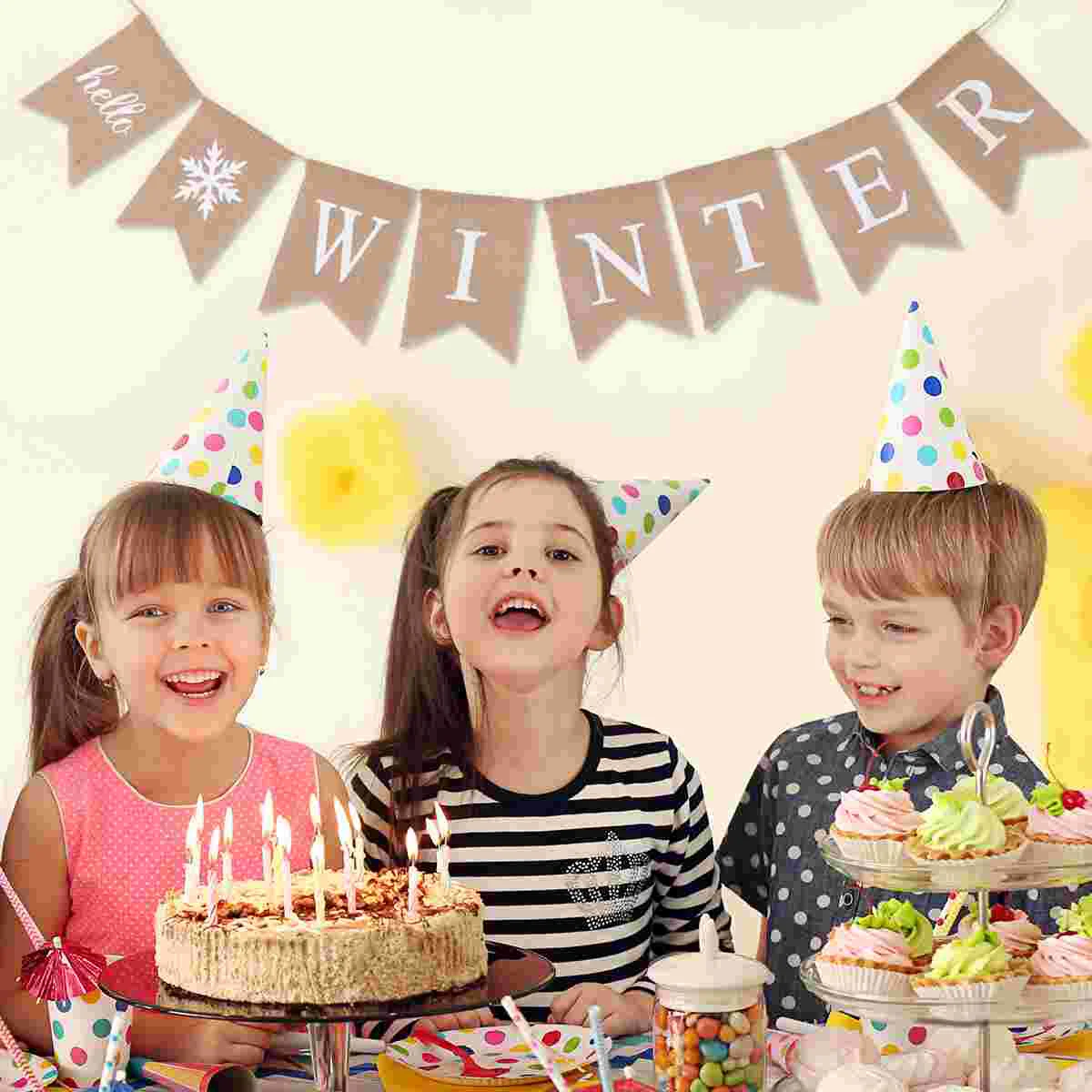 

Wall Hanging Decor Winter Bunting Linen Banner Party Garland Christmas Tree Bride