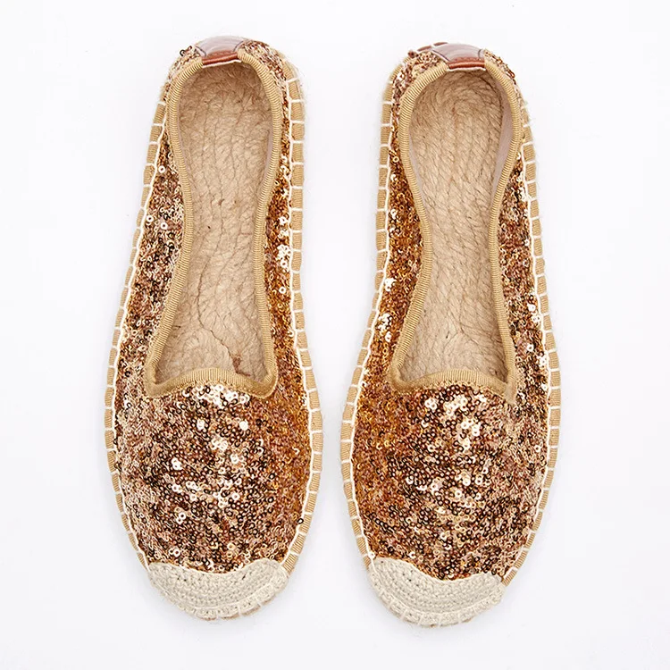 Koovan Women's Flats 2022 New Trend Sequins Shoes Female Fisherman Shoes Flats Straw Edition Weave Fisherman Comfortable Soft
