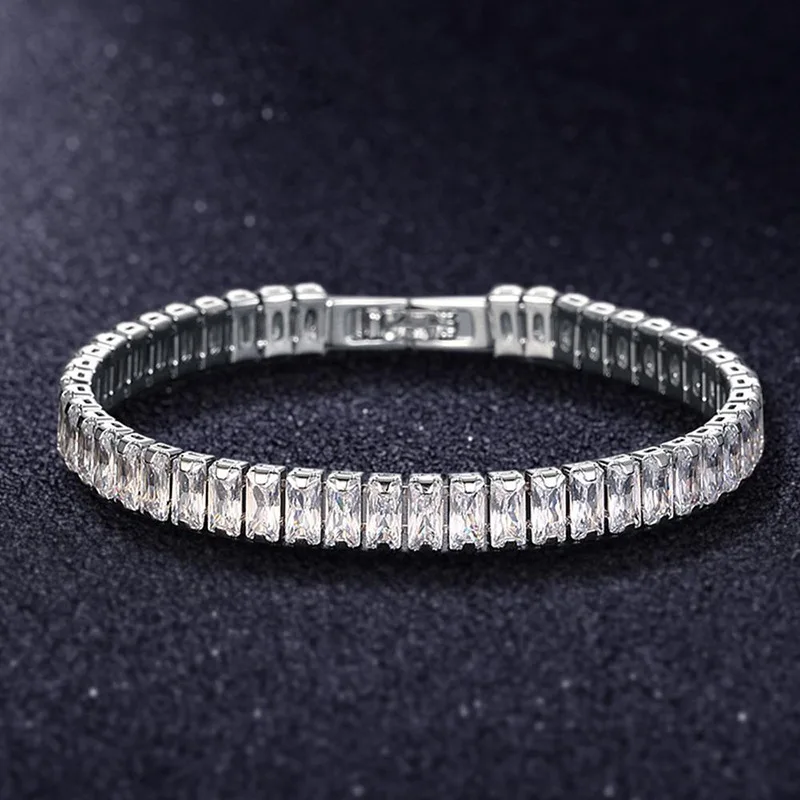

2022 New Copper Inlaid Zircon Bracelet 3*6 Rectangular Shiny Diamond Bracelet High-quality Bridal Simple Luxury Jewelry