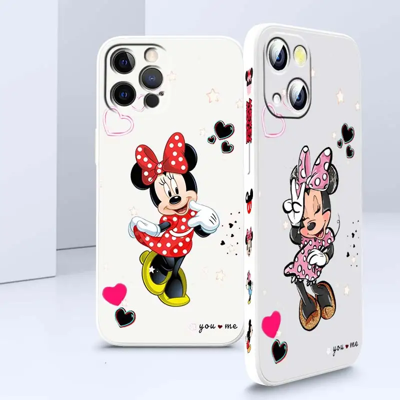 

Mickey Minnie Disney Cute Art Phone Case For Apple iPhone 14 13 12 Mini 11 XS Pro Max X XR 8 7 Plus SE Liquid Left Rope Cover