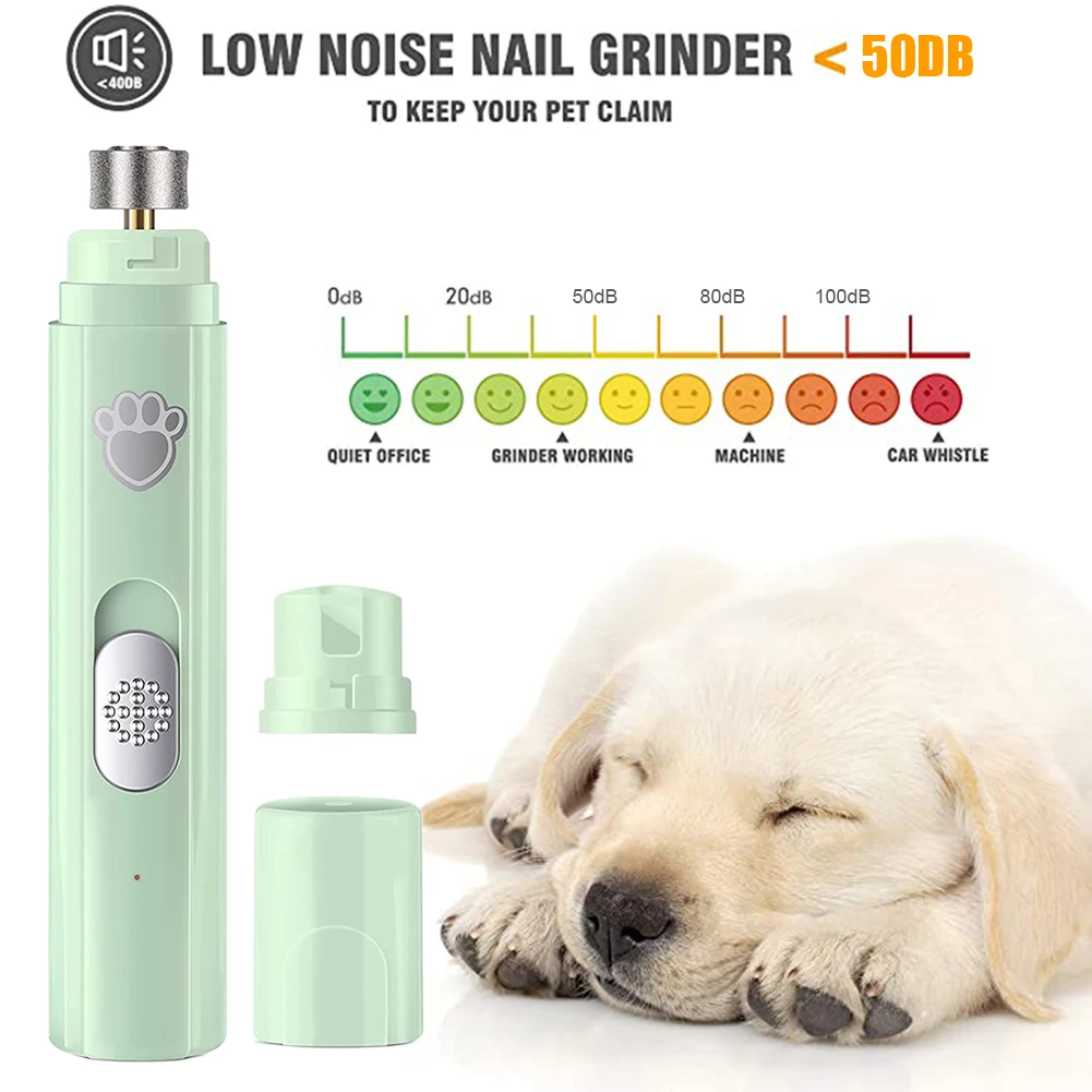 Electric Pet Nail Grinder Painless LED Light Pet Nail Clipper with Polisher Wheel 2-Speed Paws Nail Cutter for Pet Paws Grooming