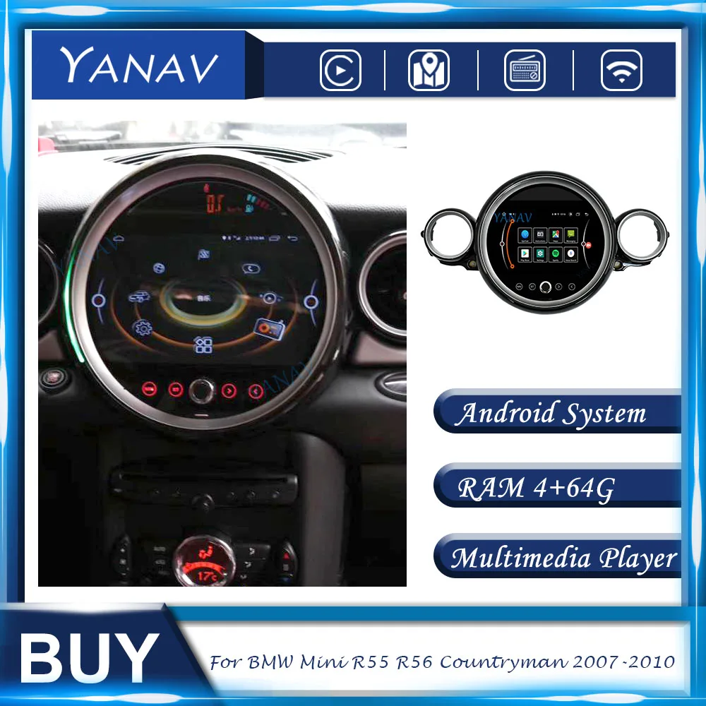 

Автомобильный радиоприемник Android для BMW Mini R55 R56 Countryman 2007-2010 GPS-навигация стерео прием Мультимедиа MP3 DVD плеер с Carplay