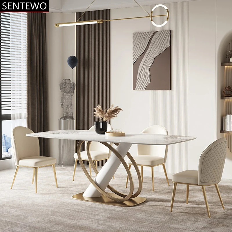 Роскошный набор кухонных обеденных столов из каменной плиты 4 стула стол