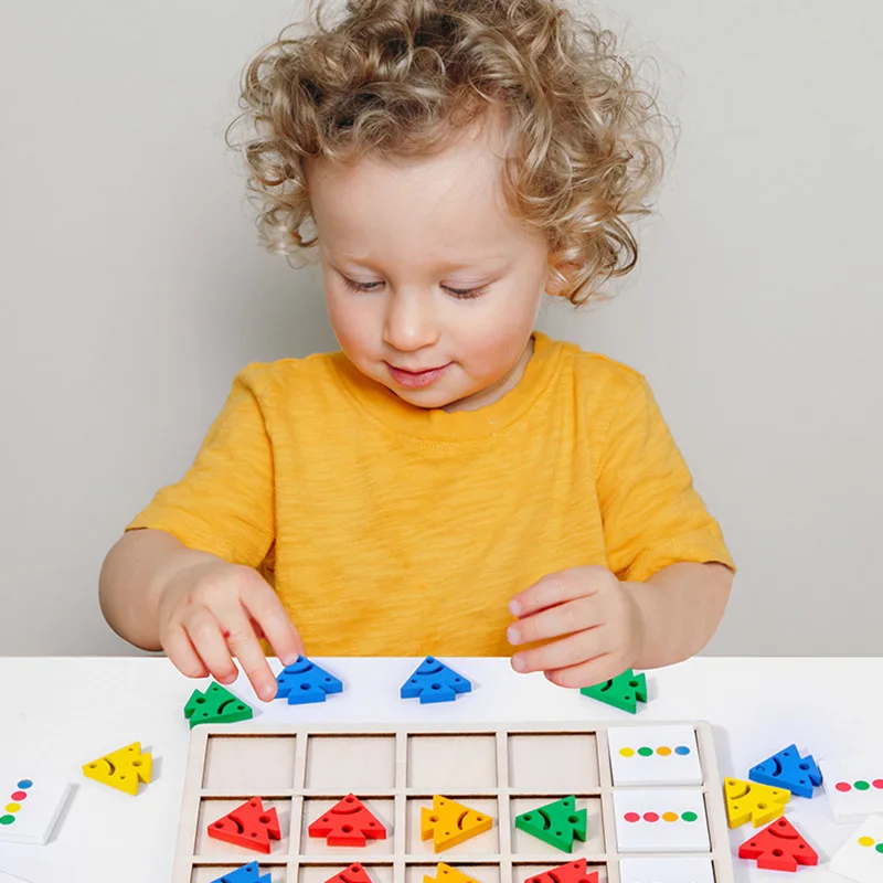 

Children's Wooden Montessori Toys Kids Logical Thinking Training Direction Color Cognition Early Learning Educational Board Game