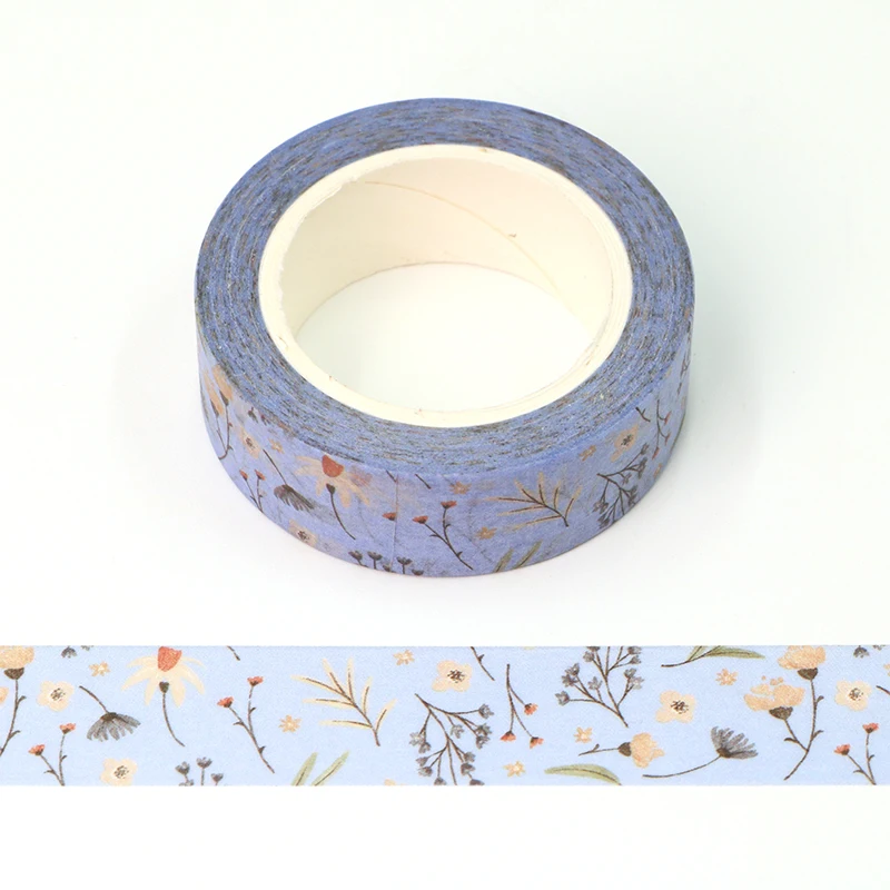 2022 NEW Spring 1PC 10M Decorative Light Blue Floral Washi Tape DIY Scrapbooking Planner Adhesive Masking Tape Kawaii Stationery