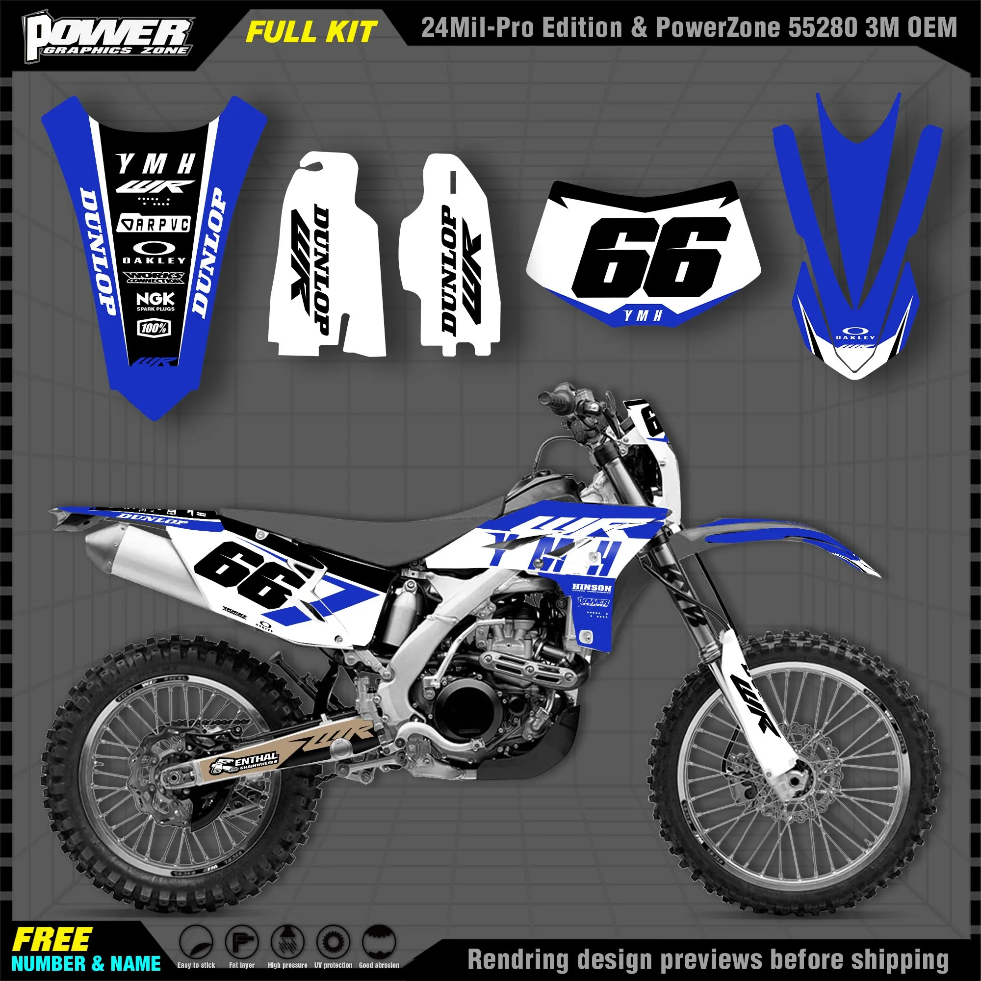 

PowerZone Custom Team Graphics Backgrounds Decals 3M Stickers Kit For YAMAHA 2012-2015 WRF450 003