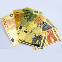 7pcs commemorative notes 24k gold plated dollar euros fake money high quality gifts collection decoration antique home