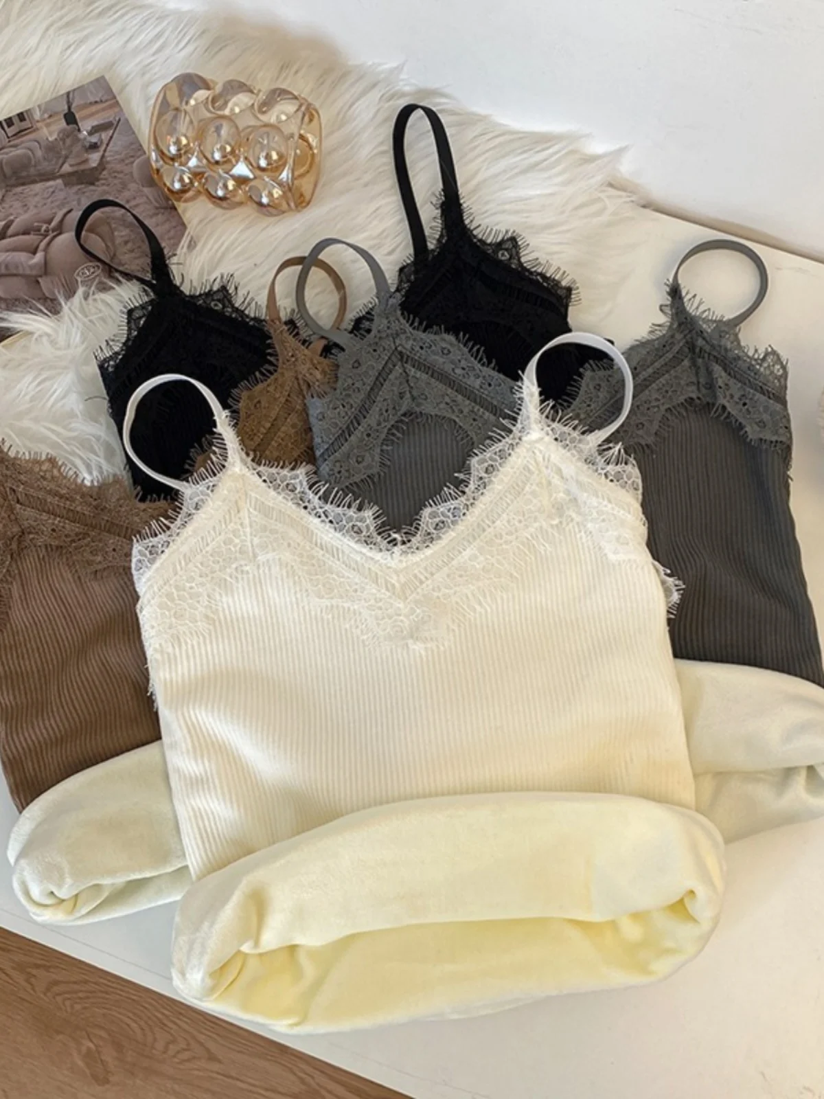 Gyaru кружевная строчка с v-образным вырезом на бретельках женская осенне-зимняя