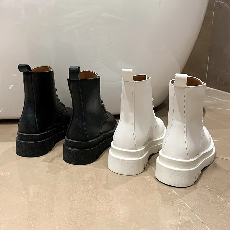 Women Ankle Boots Fashion Autumn 2022 Casual Female White Chelsea Booties Punk Gothic Shoes Platform Short Leather Combat |