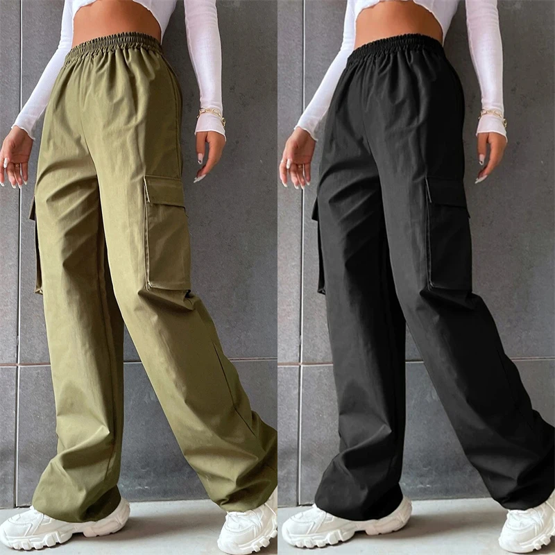 

Свободные брюки-карго в стиле Харадзюку, женская уличная одежда Y2K, широкие мешковатые брюки-карго с высокой талией, женские корейские спортивные штаны для бега в стиле хиппи