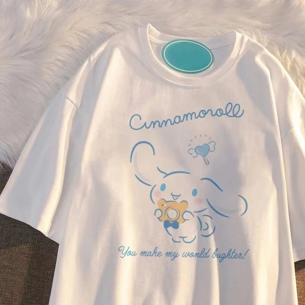 

Sanrio Japanese Cartoon Animation Cute Cinnamoroll My Melody Pure Cotton Short-sleeved T-shirt Medium and Large Children Top