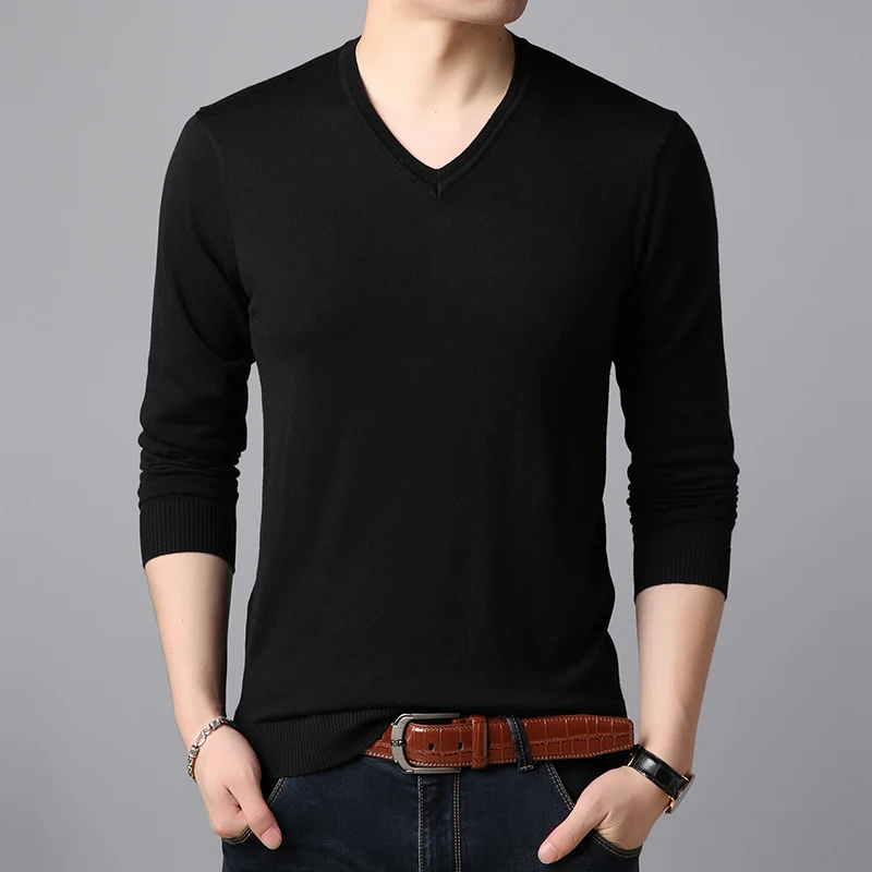 

men V-neck long-sleeved sweaters men's clothing 2023 new autumn winter slim bottoming shirt zde2869