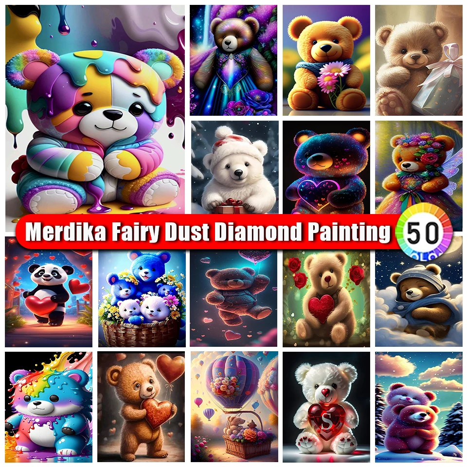 Merdika Фея пыль Алмазная Живопись милый медведь сумка на молнии вышивка украшение