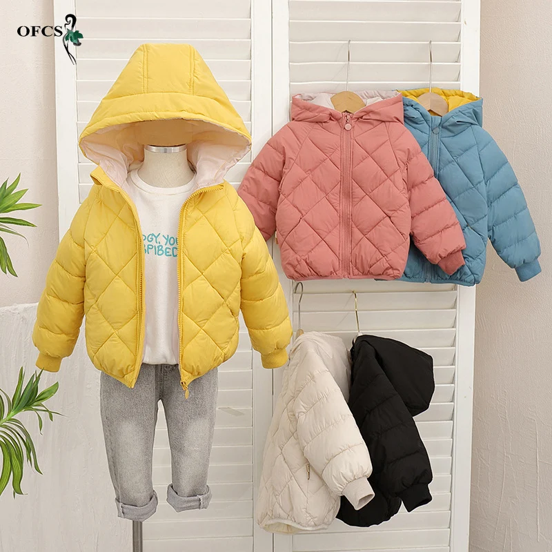 

Winter Children Down Boys Girls Jacket Fashion Thick Warm Cotton Padded Baby Clothes Hooded Outwear Kids Casual Zipper Coat 2-7T
