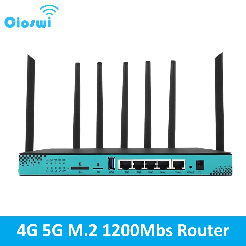 Cioswi 1200Mbs 4G 5G Router M.2 Slot Wireless WIFI Dual Band 2.4G 5.8G 4*RJ45 LAN 16MB 256MB Openwrt Firmware Industrial Router