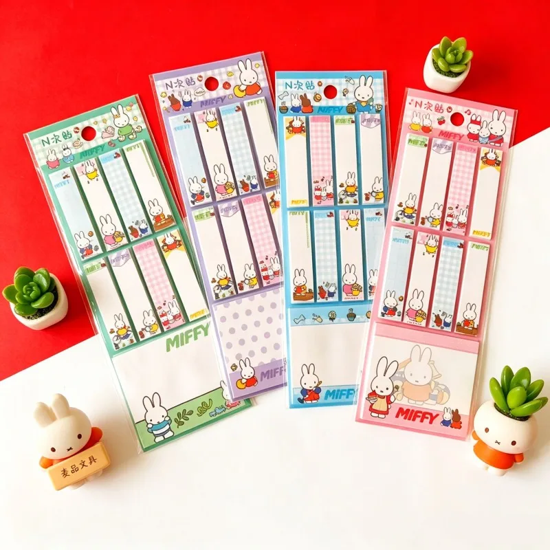 Фото Канцелярские товары Kawaii Miffy - Набор стикеров Easy Bear N-Piece - Милые закладки-стикеры с кроликом Миффи оптом №1
