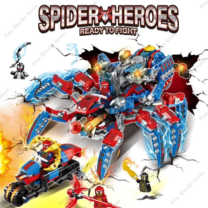 

Marvel Avengers Movie Spiderman Superheroes Spider-Man Mecha Action Figures Bricks Building Blocks Classic Model Kids Toys Gifts