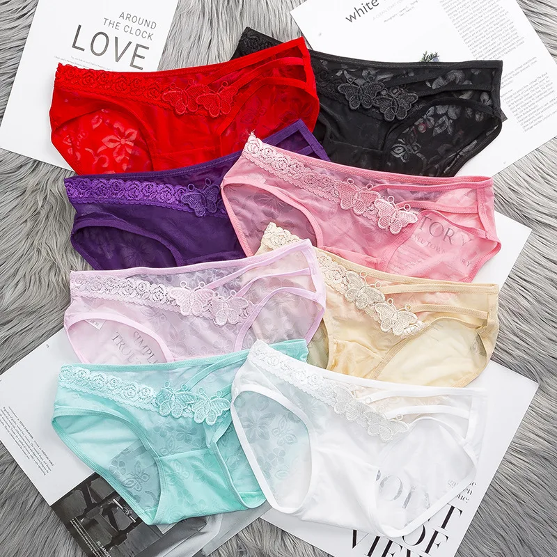 

Sexy lace Jacquard Panties women's low waist fun temptation pure cotton crotch 100% women's briefs head