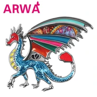 arwa enamel alloy metal floral mythical dinosaur dragon brooches pin gifts fashion jewelry for women teens girls party favors