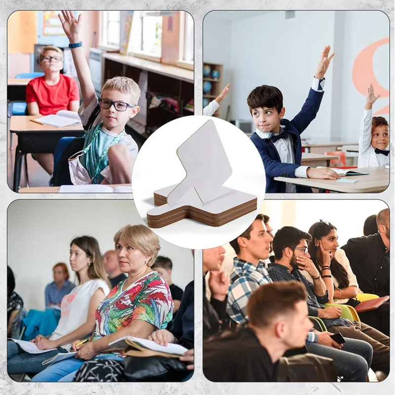 10Pcs 9.6X8inch Dry Erase Answers Paddle Handhold Wooden White Board Double Sided Answer