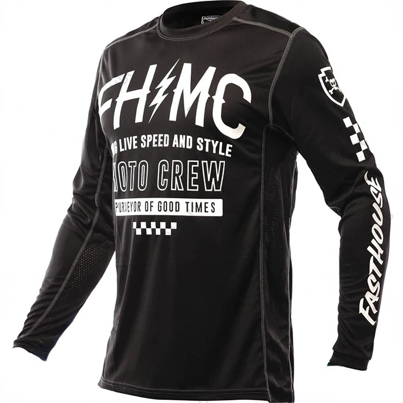 

Spot brand new Summer black Mountain Bike Motocross MTB Men's Downhill Motorsports Long Sleeve Shirt Moisture Wicking