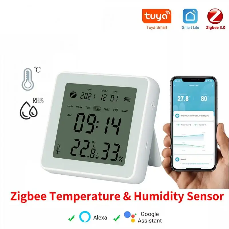 

Датчик температуры и влажности Tuya Zigbee с ЖК-экраном, сенсорный Измеритель температуры и влажности для комнатных помещений, работает с Alexa/Google...