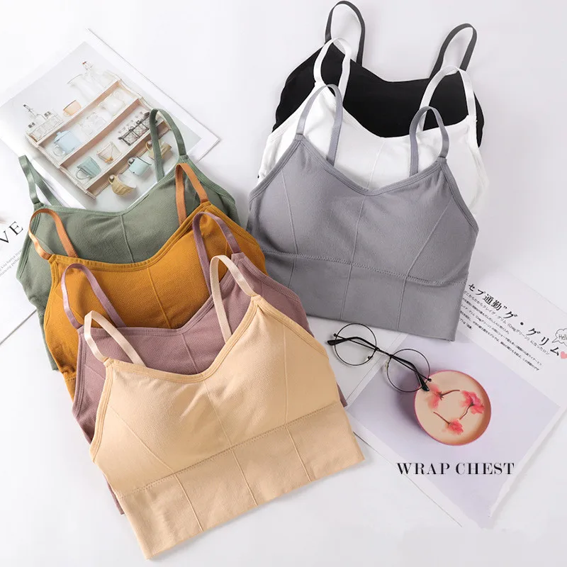 

Crop Tops Underwear Bra Women Lingerie Sexy Top Crop Camisoles Sports Pads Tube Removable Tops Streetwear Seamless