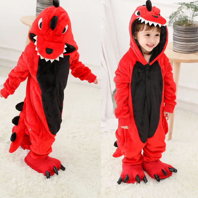 

2022 Winter Flannel Boys Girls Pajamas Children Onesie Kids Unicorn Kigurumi Sleepwear Dinosaur Panda Pyjamas Kids Baby Pijamas