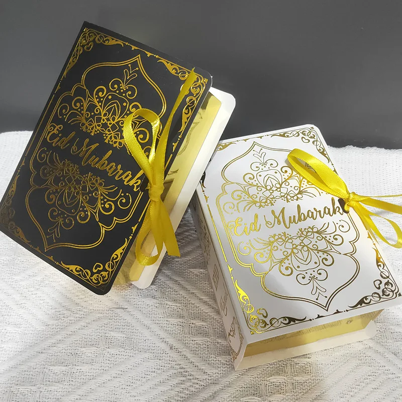 

50Pcs Book Shape Eid Mubarak Chocolate Candy Boxes Ramadan Decor Gift Packaging Box 2023 Islamic Muslim Festival Party Supplies