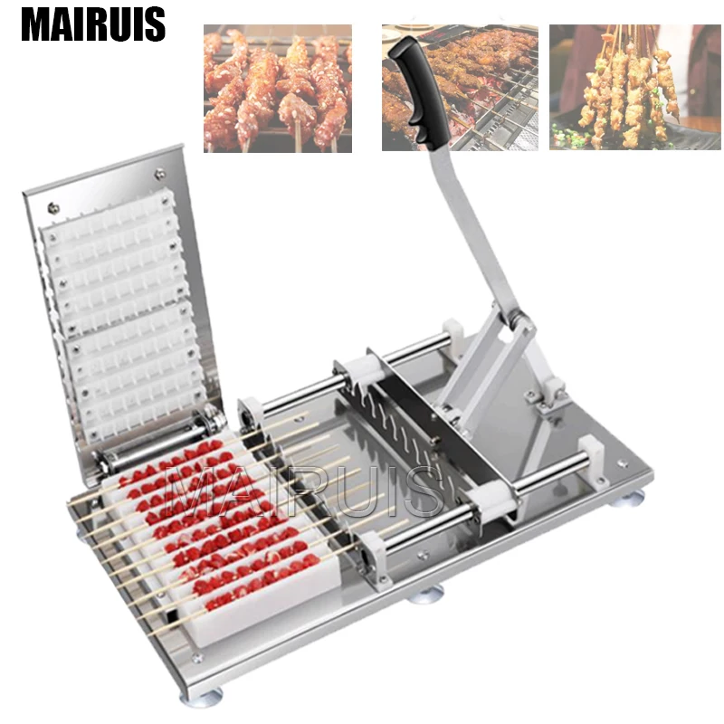 

Bbq Meat Skewer Manual Satay Skewer Machine Bbq Stainless Steel Mutton Kebab Lamb Skewer Tools Kebab Meat Wear String Machine