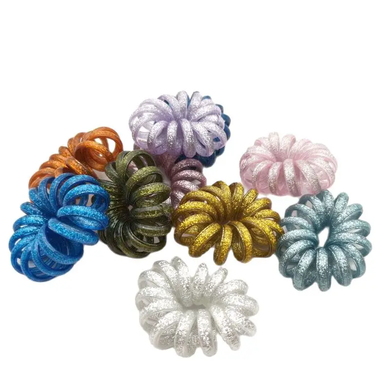 

5Pcs Telephone Cord Elastic Ponytail Holders Girls Women Hair Ring Accessories Fashion Hot Tie Gum Random Color