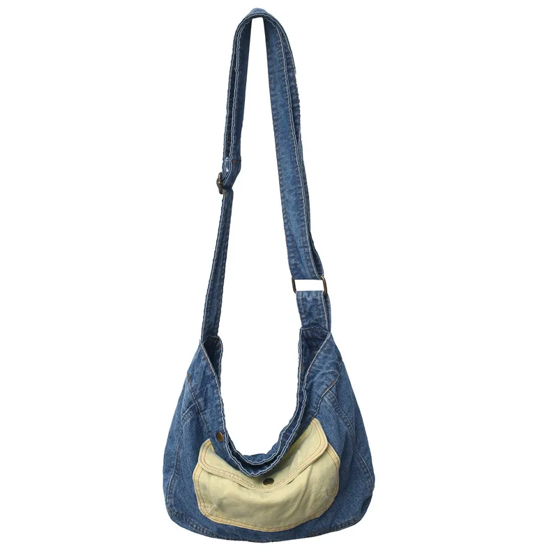 Women's Bag 2022 Trend Denim Messenger Shoulder Bag Big Shopping Bag Contrast Color Crossbody Bags Large Capacity Eco Bag Korean