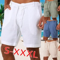 beach resort shorts mens summer linen casual single pants solid color lace quick dry shorts