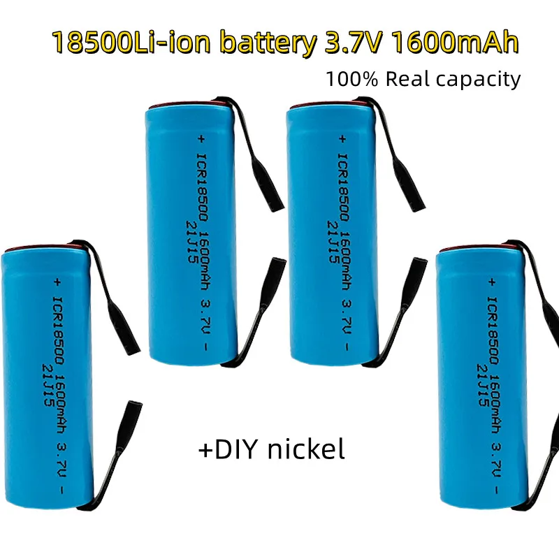 

New 18500 Rechargeable Li-Ion Battery, 3.7V 1600mAh Lightweight and Large Capacity, +DIY Nickel Dot Sheet