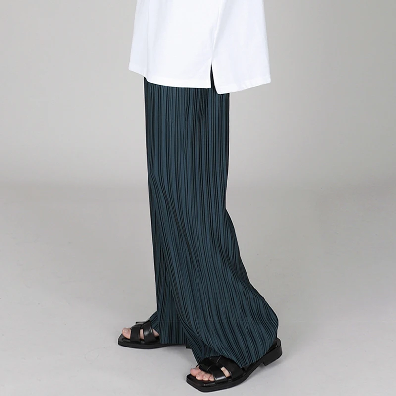 

2022 Spring Men Fashion Drape Straight Pants Simple Casual Male Breathable Casual Straight Long Trousers Silk Cooling A04