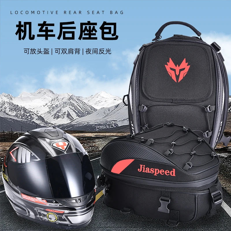 New 37L Waterproof Motorcycle Tail Bag Multifunction Rider Rear Seat Bag High Capacity Motorbiker Helmet Bag Rider Backpack