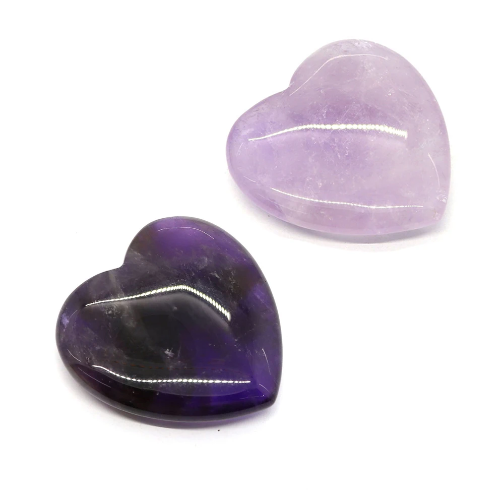 

1pcs Amethyst Natural Stone No Holes Beads for DIY Fashion Necklace Accessories Heart Shape Chakra Crystal Quartz Ornament Beads