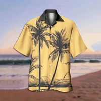cotton 2022 summer shirts men casual beach street cuban collar mens shirts hawaiian shirts fashion short sleeve top streetwear