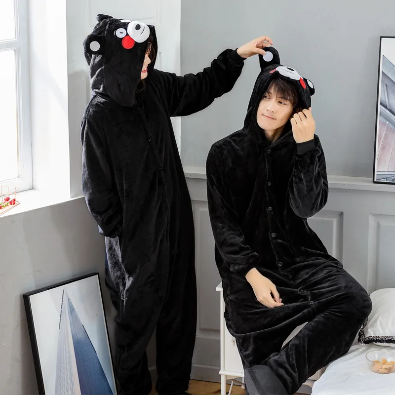 Couple's Home Service Men's One-piece Pajamas Flannel Casual Breathable Jumpsuit Onsies Sleepwear Adult Clothing Warm Bodysuit