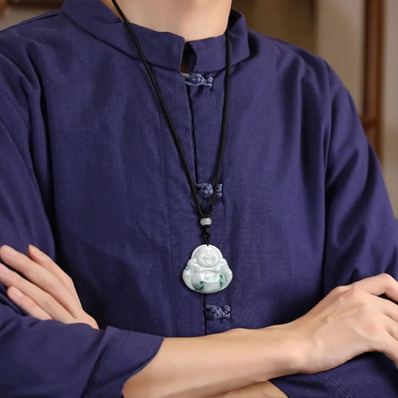 Кулон С Плавающим Цветком Из Натурального Жадеита Большой Живот Дизайн Будды